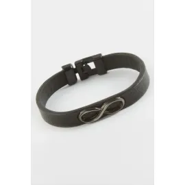 Sonsuzluk Kaliteli Suni Deri Bileklik-Siyah