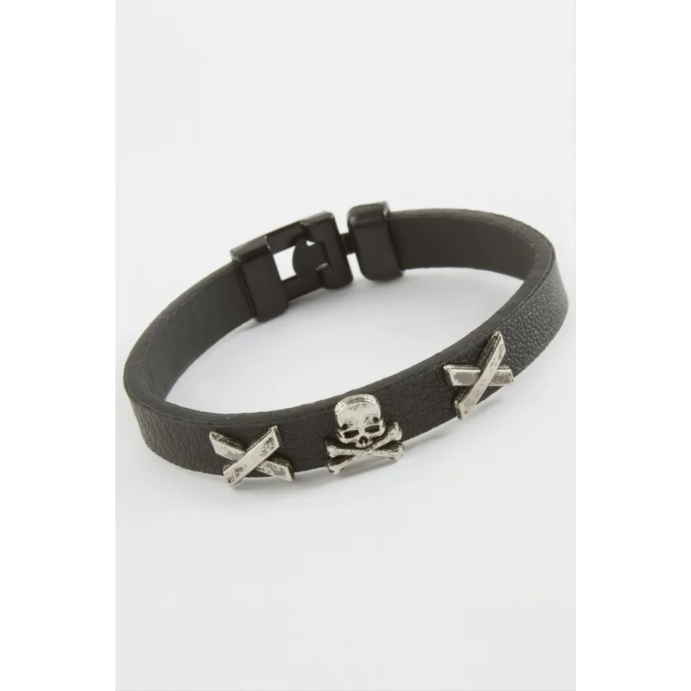 Kuru Kafa Kaliteli Suni Deri Bileklik-Siyah