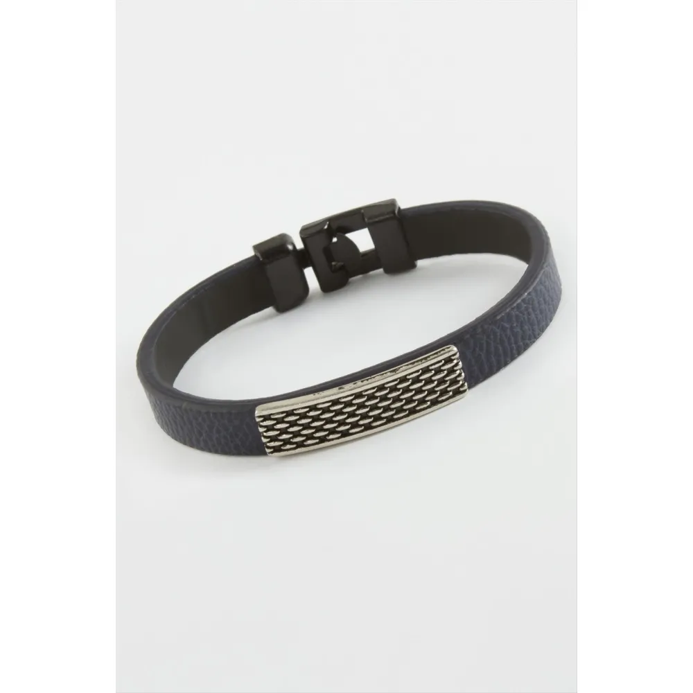 Noktalı Kaliteli Suni Deri Bileklik-Lacivert