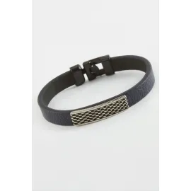 Noktalı Kaliteli Suni Deri Bileklik-Lacivert