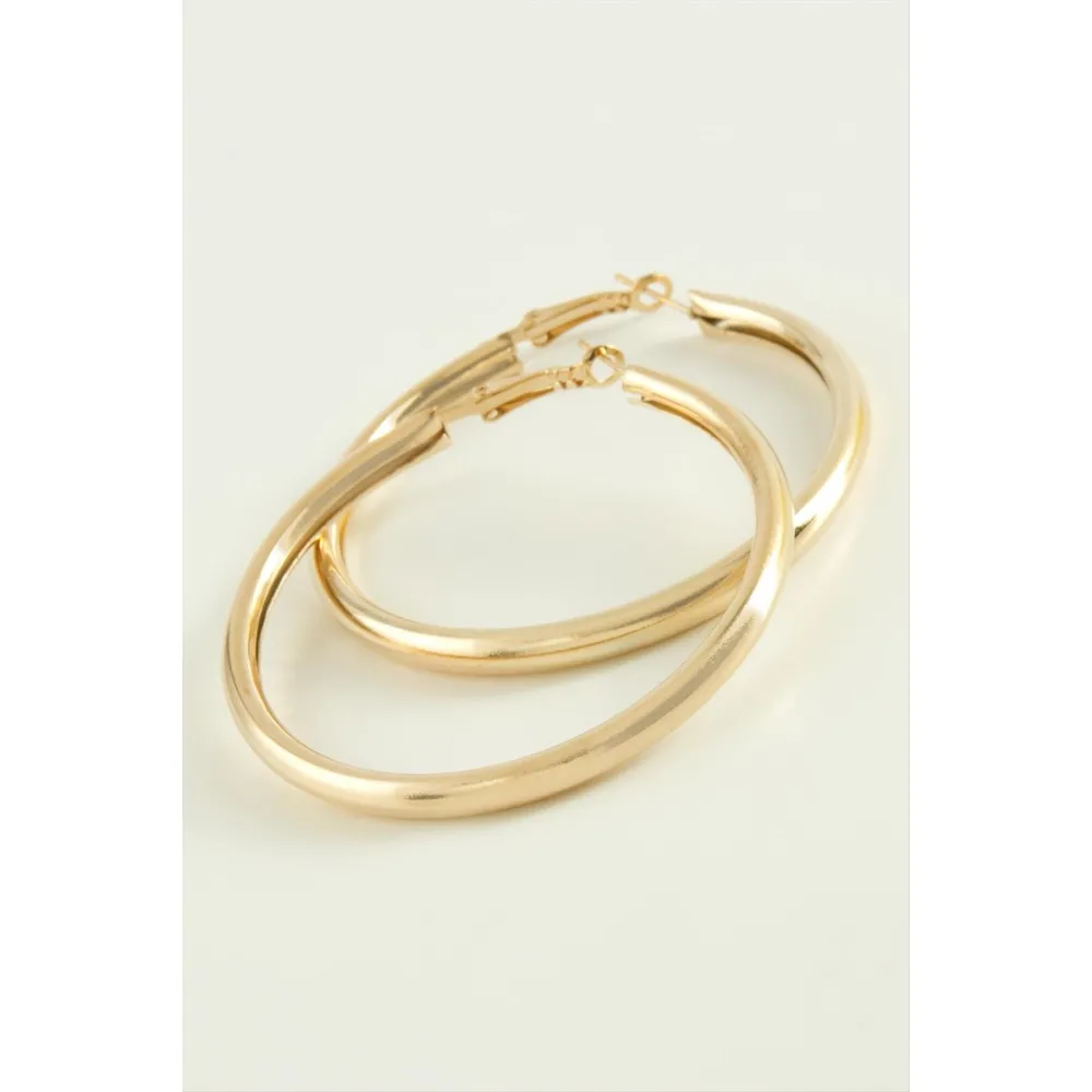 Boru Halka Küpe 3,5 cm-Sarı