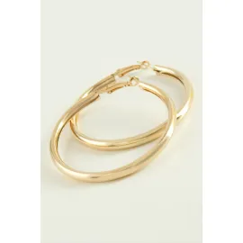 Boru Halka Küpe 3,5 cm-Sarı