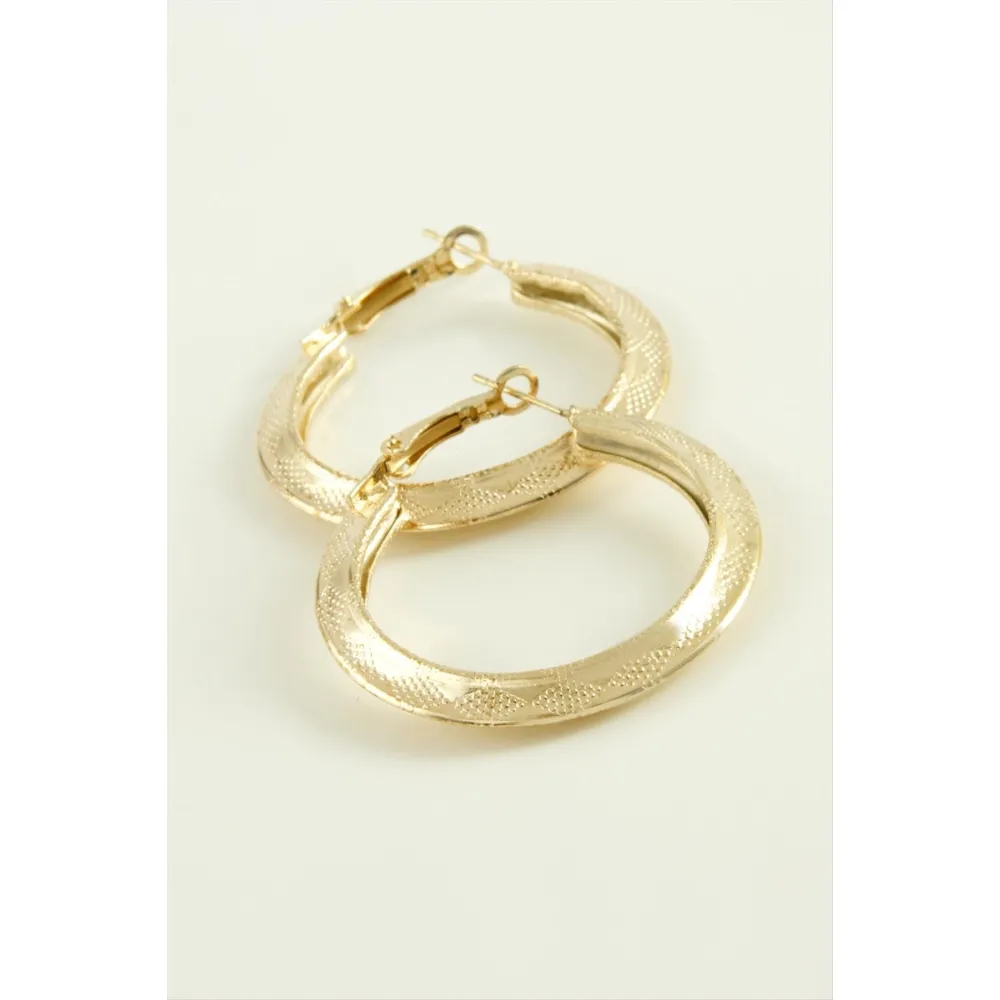 Noktalı Halka Küpe 4 cm-Sarı