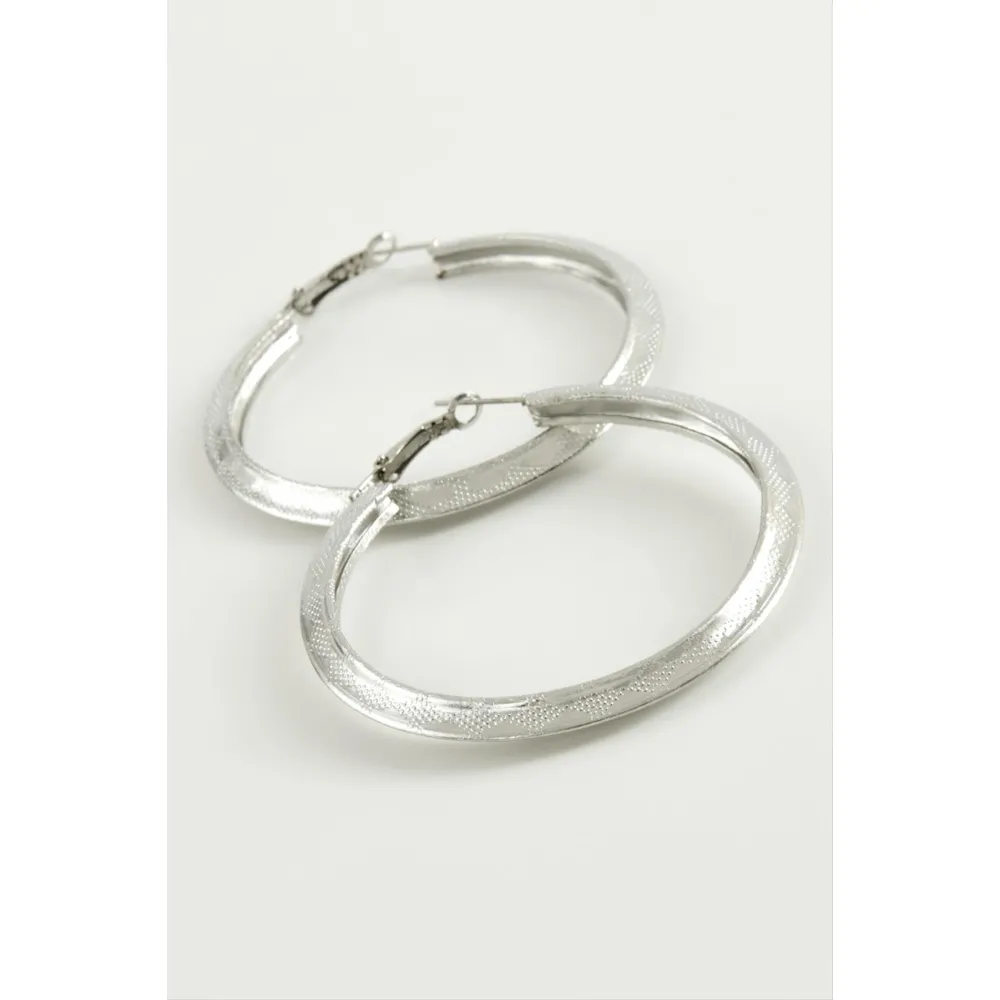 Üçgen Halka Küpe 5,5 cm-Gümüş Rengi