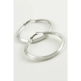 Üçgen Halka Küpe 5,5 cm-Gümüş Rengi