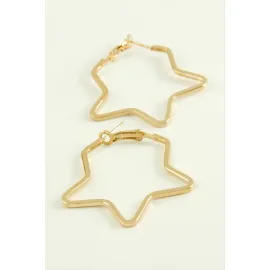 Yıldız Halka Küpe 4 cm-Sarı