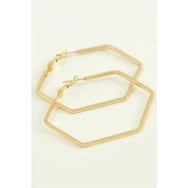 Beşgen Halka Küpe 6 cm-Sarı