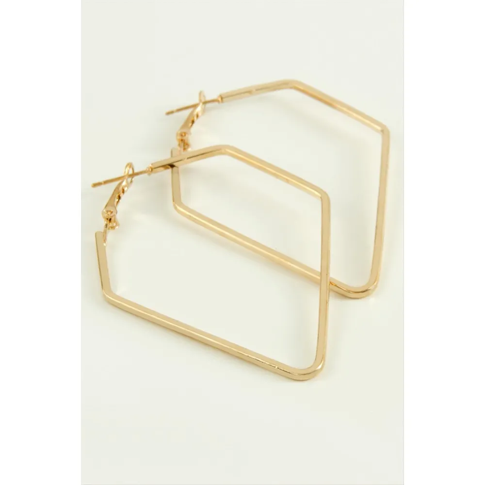 Dörtgen Halka Küpe 7 cm-Sarı