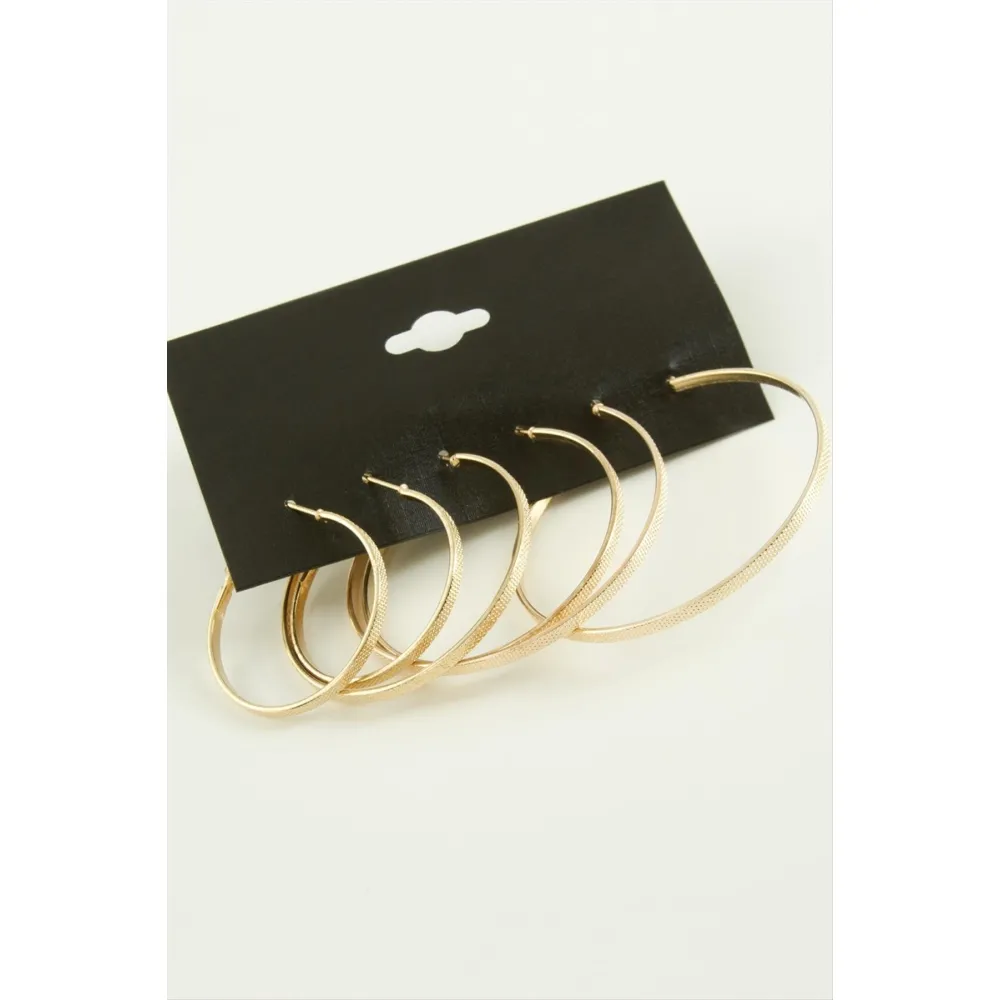 Noktalı Metal Halka Küpe 6 Adet-Sarı