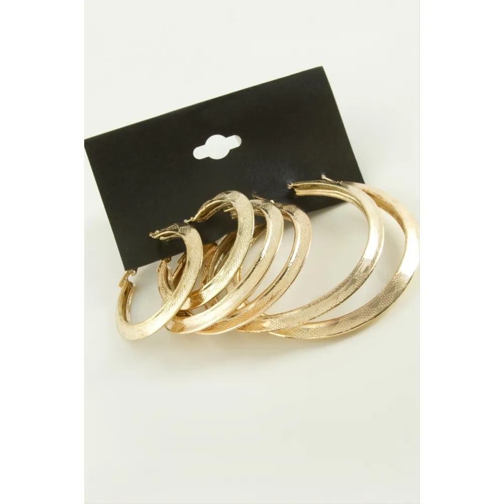 Üçgen Metal Halka Küpe 6 Adet-Sarı