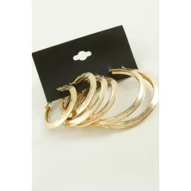 Üçgen Metal Halka Küpe 6 Adet-Sarı