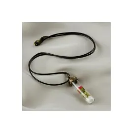 Gül Fanus Canlı Kolye-Siyah