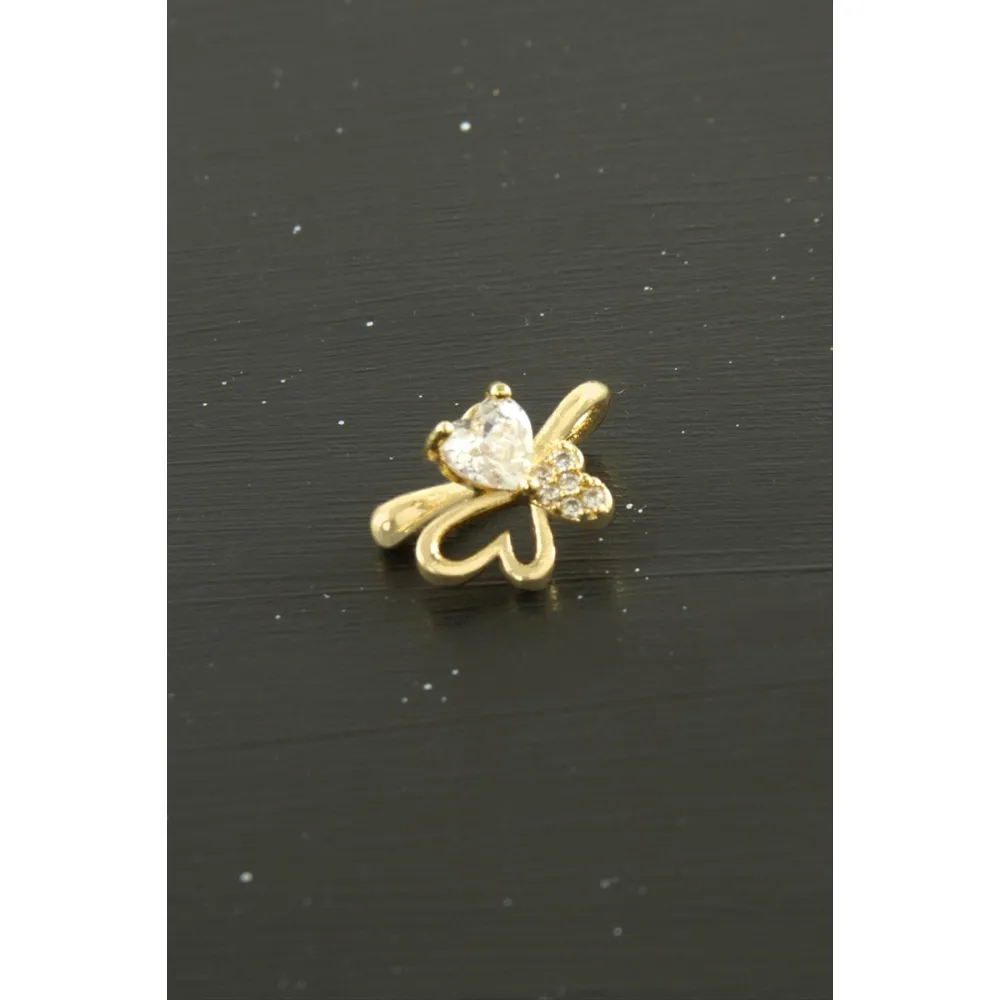 Kalp Tragus Zirkon Taşlı Piercing 1 Adet-Sarı