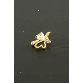 Kalp Tragus Zirkon Taşlı Piercing 1 Adet-Sarı
