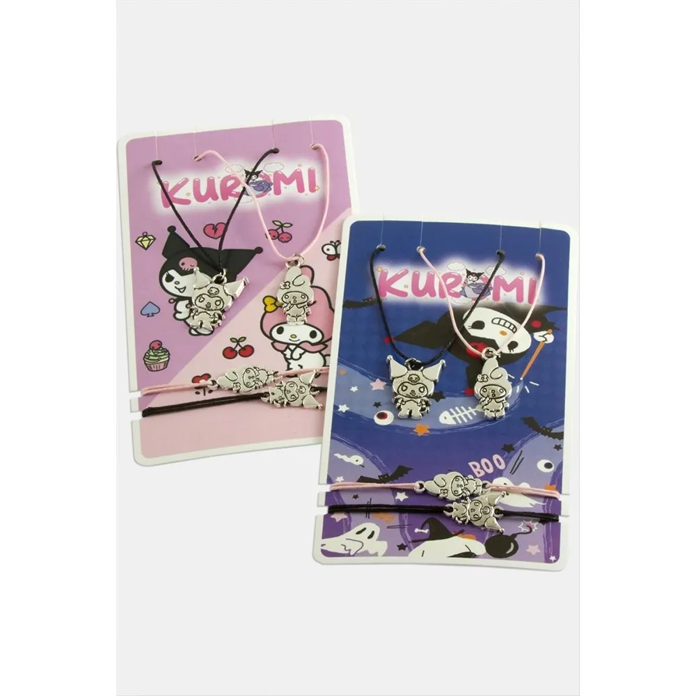 Best Friends Arkadaş Deri Set Kolye-Renkli