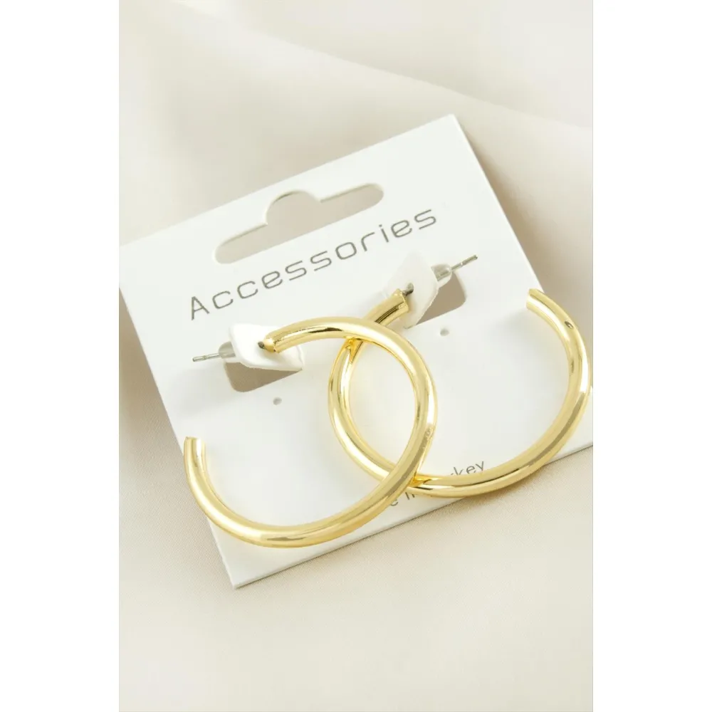 Boru Halka Küpe 3,5 cm-Sarı