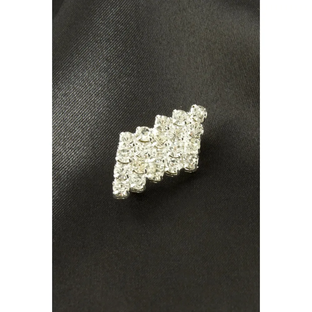 Zikzak Taşlı Broş-Gümüş Rengi