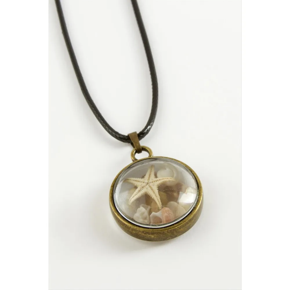 Deniz Yıldızı Bombeli Canlı Kolye-Antik