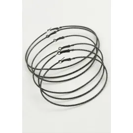 Zikzak Desenli Metal Halka Küpe 6 Adet-Siyah