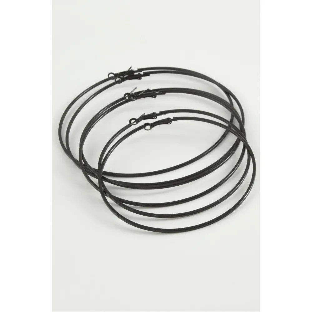 İnce Boru Metal Halka Küpe 6 Adet-Siyah