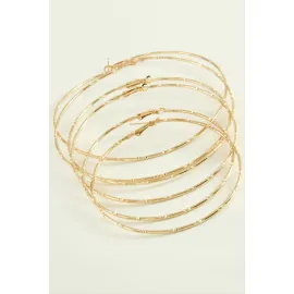 Noktalı Metal Halka Küpe 6 Adet-Sarı