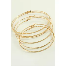 Çizgifli Desenli Metal Halka Küpe 6 Adet-Sarı