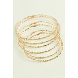 Burgulu Metal Halka Küpe 6 Adet-Sarı