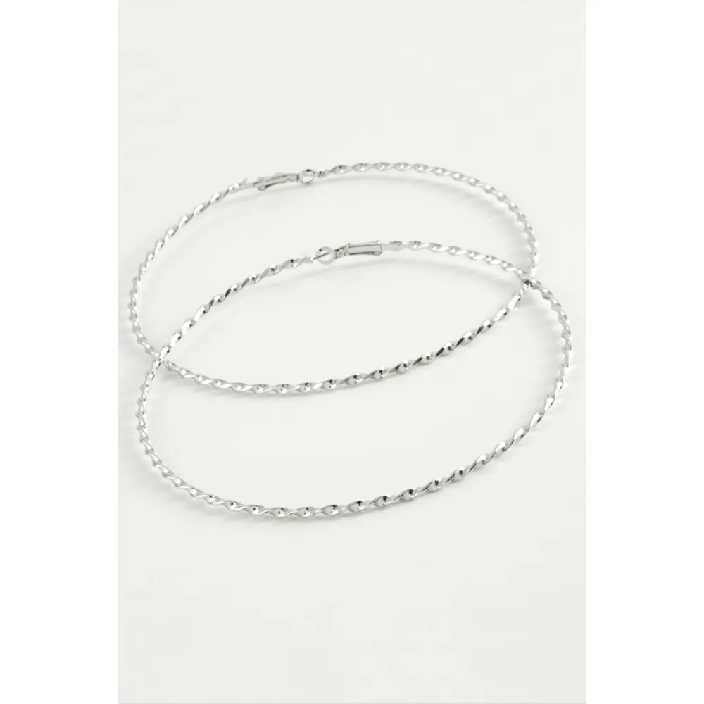 Burgulu Metal Halka Küpe 8-9-10 cm-9 cm