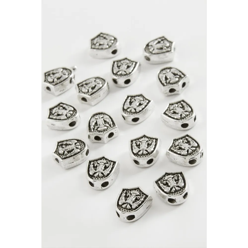 Çift Başlı Kartal Tesbih Ara Aparatı 50 Gram-Gümüş Rengi