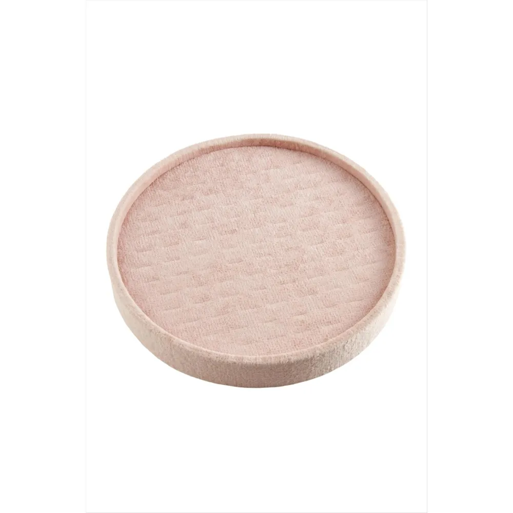 Yuvarlak Ahşap Anfora Kumaş Piercing Küpelik 20 cm-Açık Pembe