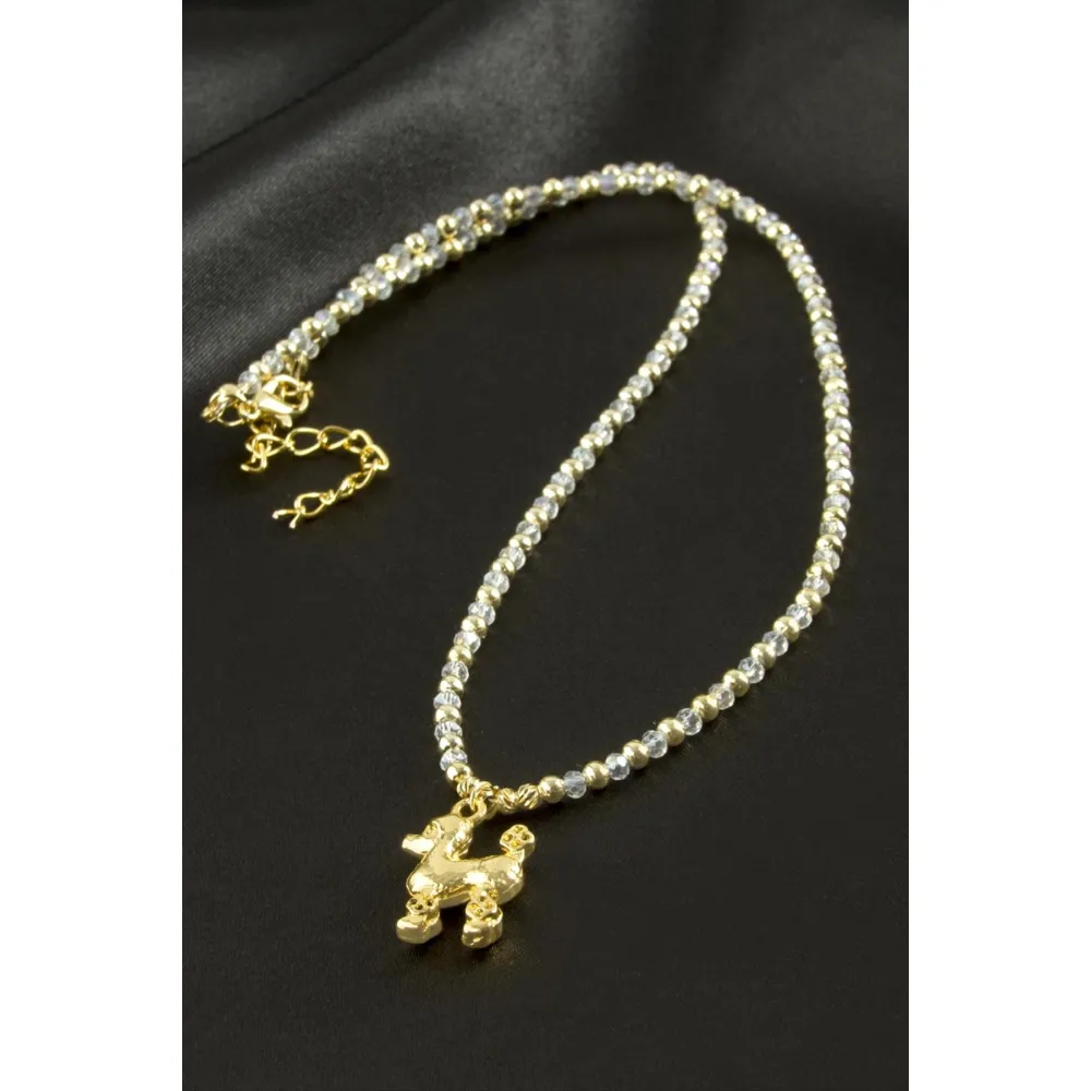 Köpek Kristal Kolye-Sarı