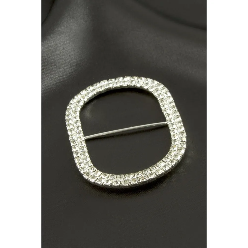 Oval Taşlı Kemer Tokası 2 Adet-Gümüş Rengi