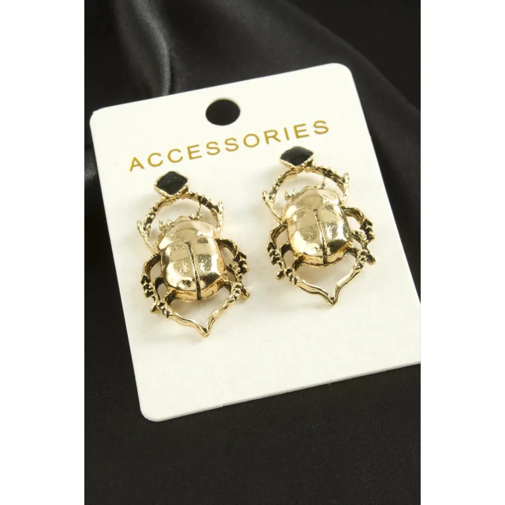 Örümcek Metal Zr Model Küpe-Sarı