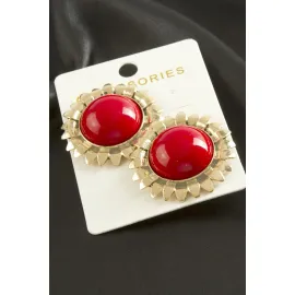 Papatya Zr Model Küpe-Kırmızı