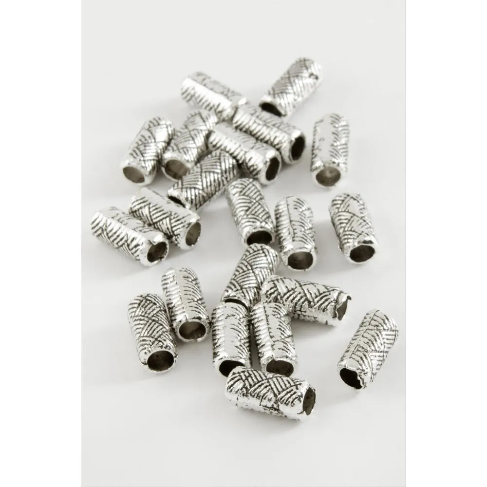 Çizgili Silindir Tesbih Ara Aparatı 50 Gram-Gümüş Rengi