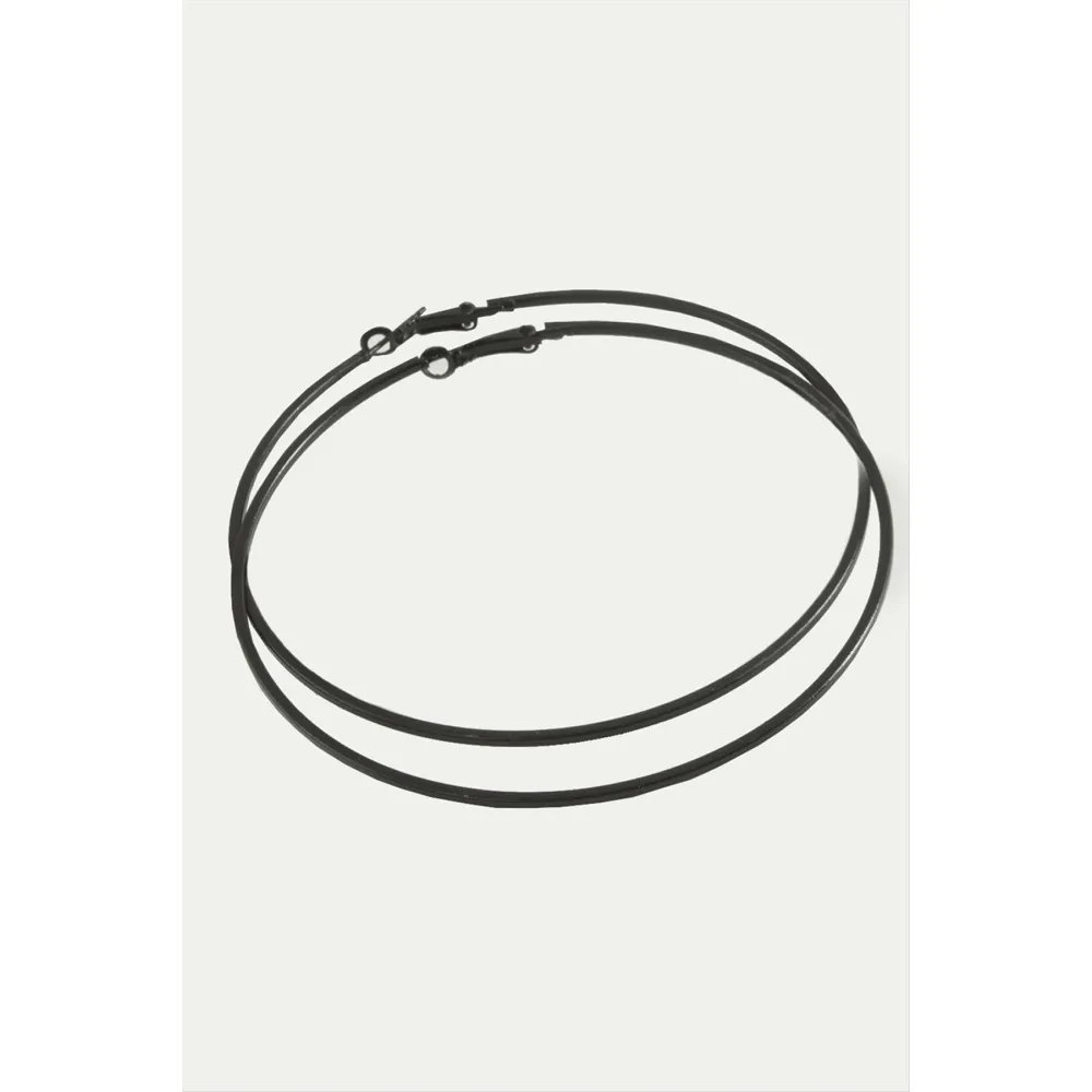 Ezme Çizgili Metal Halka Küpe 8-9-10 cm-Siyah