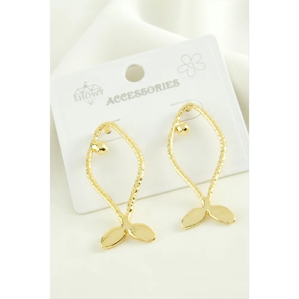 Balık Trend Metal Küpe-Sarı