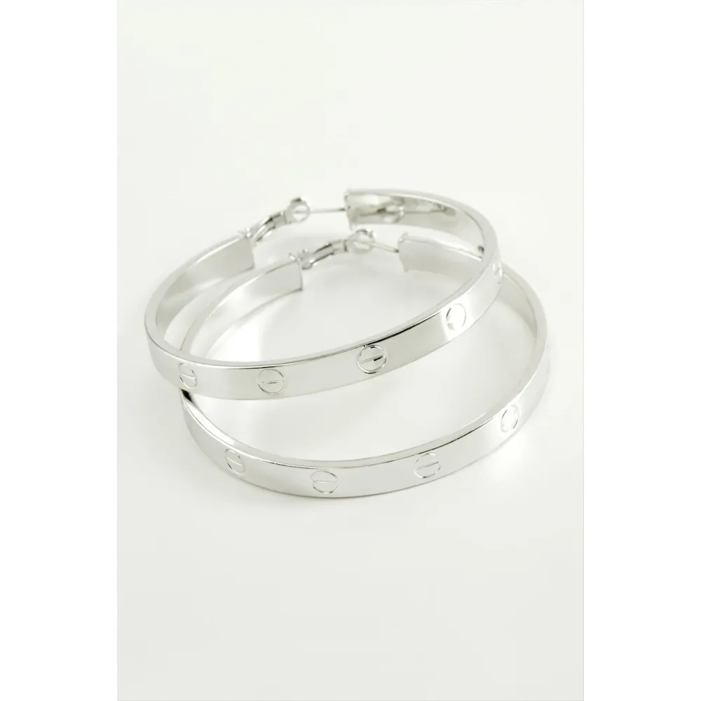 Crt Halka Küpe 4,5 cm-Gümüş Rengi