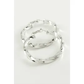 Burgulu Halka Küpe 3 cm-Gümüş Rengi