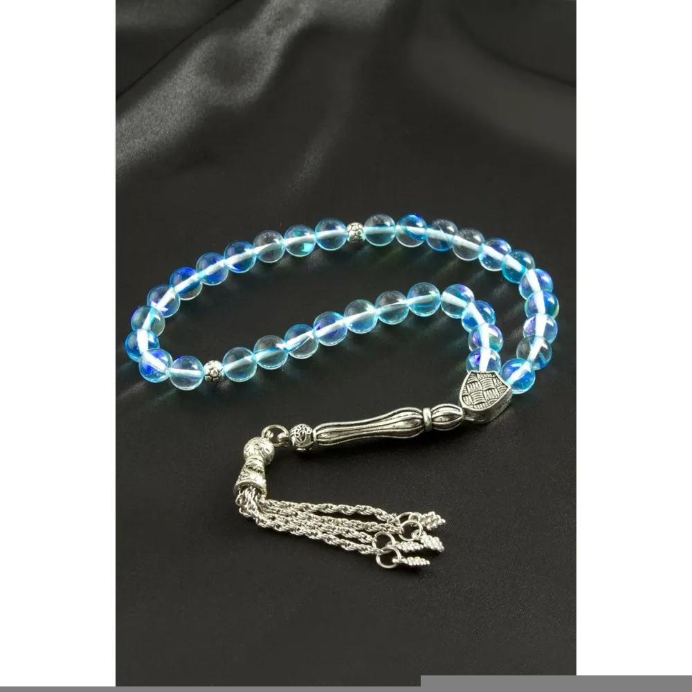 Neon Kuvars Doğaltaş Tesbih 8 Mm-Mavi