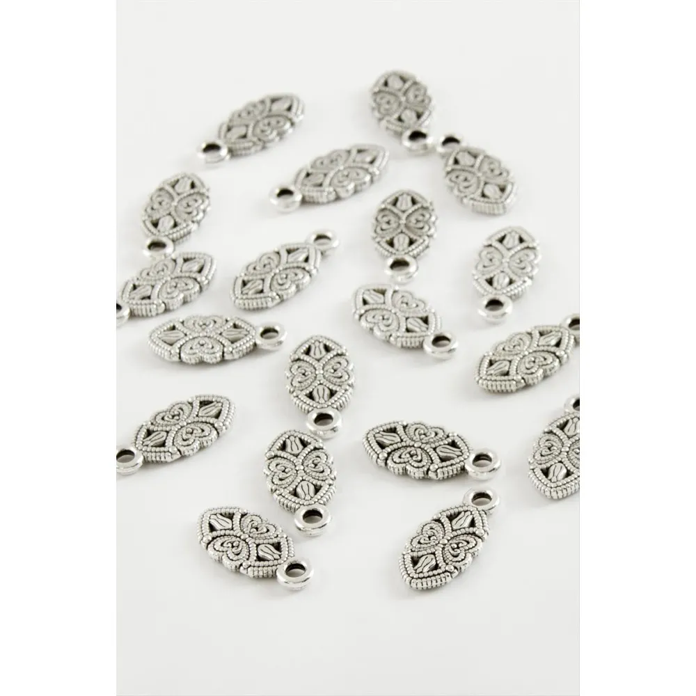 Oval Çiçek Tesbih Püskül Aparatı 50 Gram-Gümüş Rengi