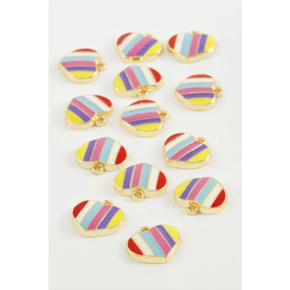 Kalp Tek Kulplu Mineli Bileklik ve Kolye Ucu Aparatı 1 Adet-Sarı