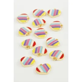 Kalp Tek Kulplu Mineli Bileklik ve Kolye Ucu Aparatı 1 Adet-Sarı