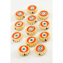 Göz Mineli Bileklik Ve Kolye Ucu Aparatı 1 Adet-Turuncu