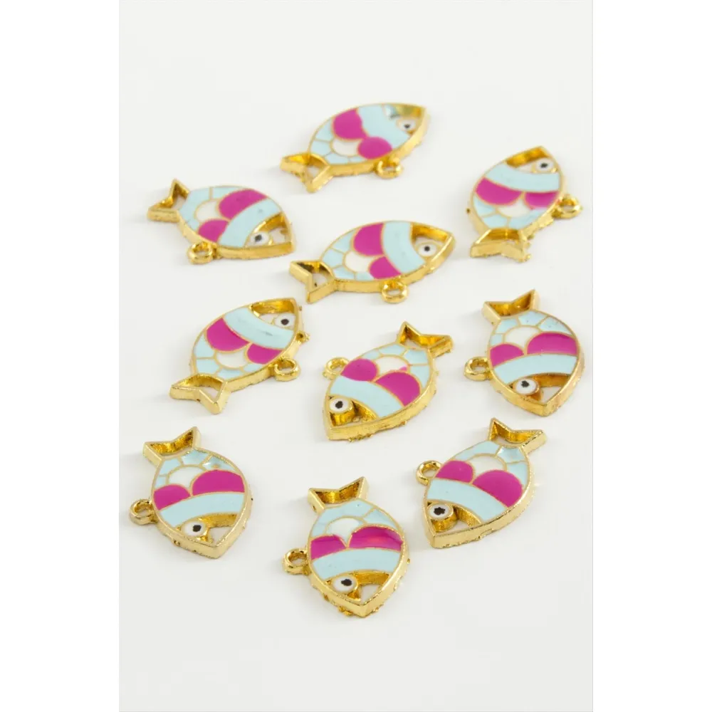 Balık Tek Kulplu Mineli Bileklik Ve Kolye Ucu Aparatı 1 Adet-Sarı