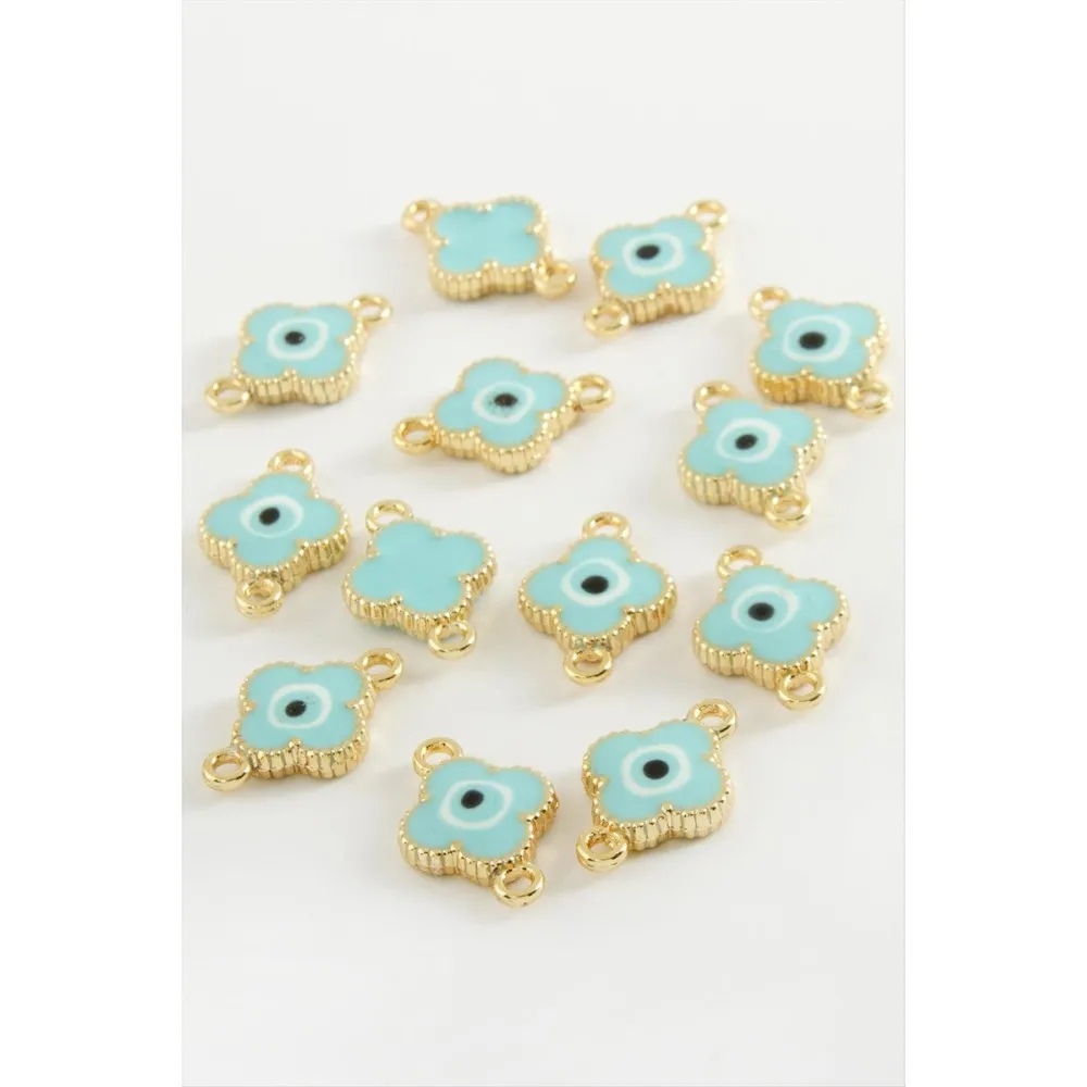 Çiçek Çift Kulplu Mineli Bileklik Ve Kolye Ucu Aparatı 1 Adet-Açık Mavi