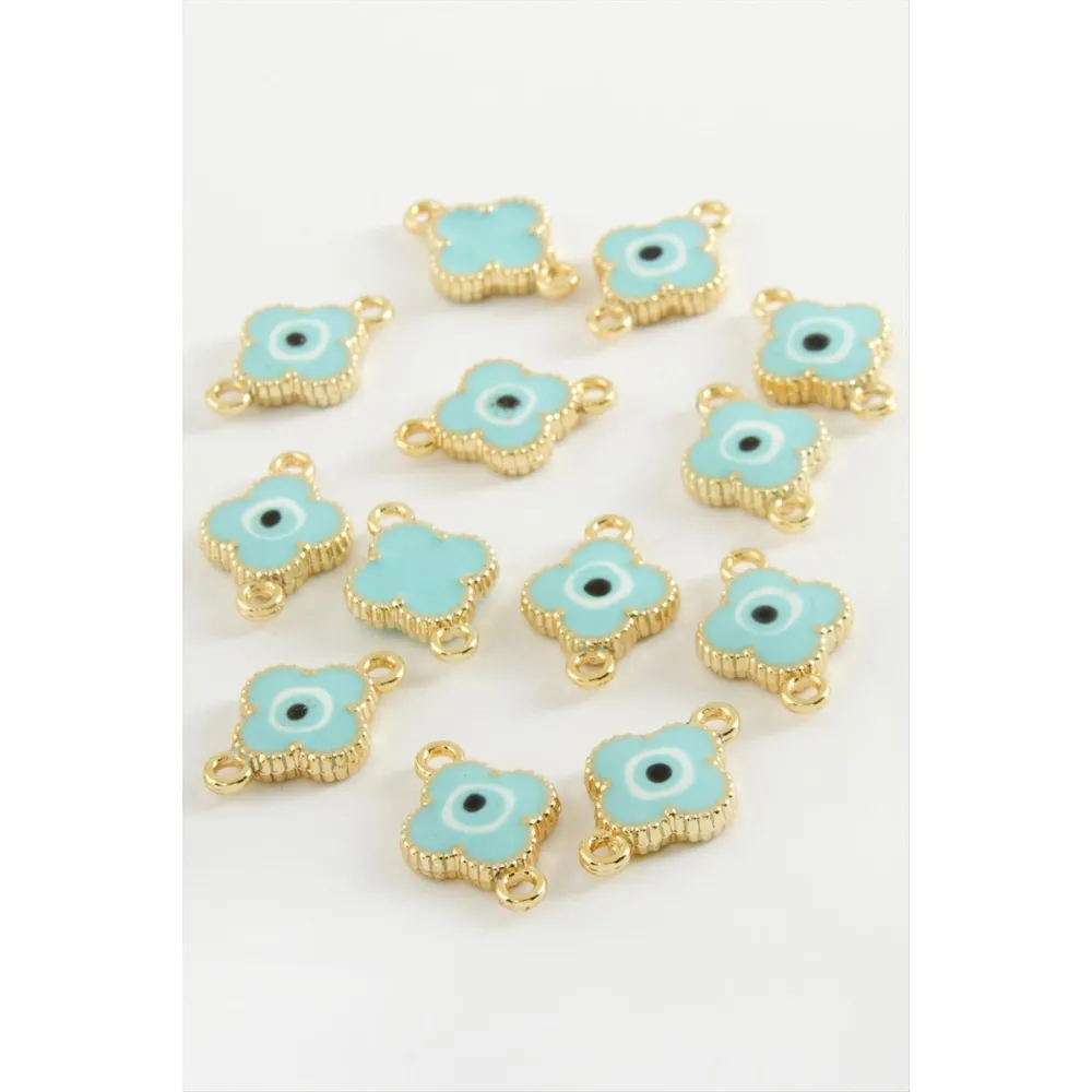 Çiçek Çift Kulplu Mineli Bileklik Ve Kolye Ucu Aparatı 1 Adet-Turkuaz