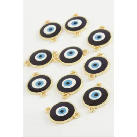 Nazar Çift Kulplu Mineli Bileklik ve Kolye Ucu Aparatı 1 Adet-Mavi