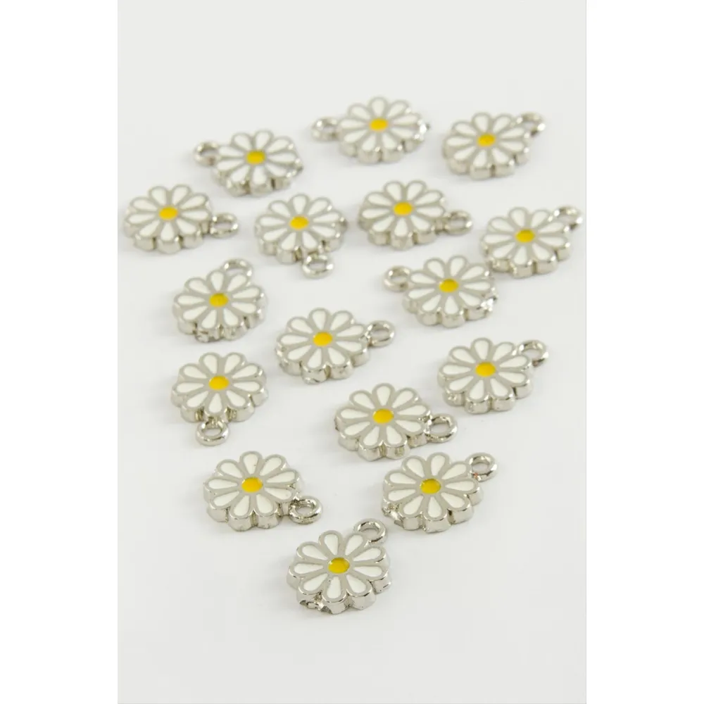 Papatya Tek Kulplu Mineli Bileklik ve Kolye Ucu Aparatı 1 Adet-Gümüş Rengi