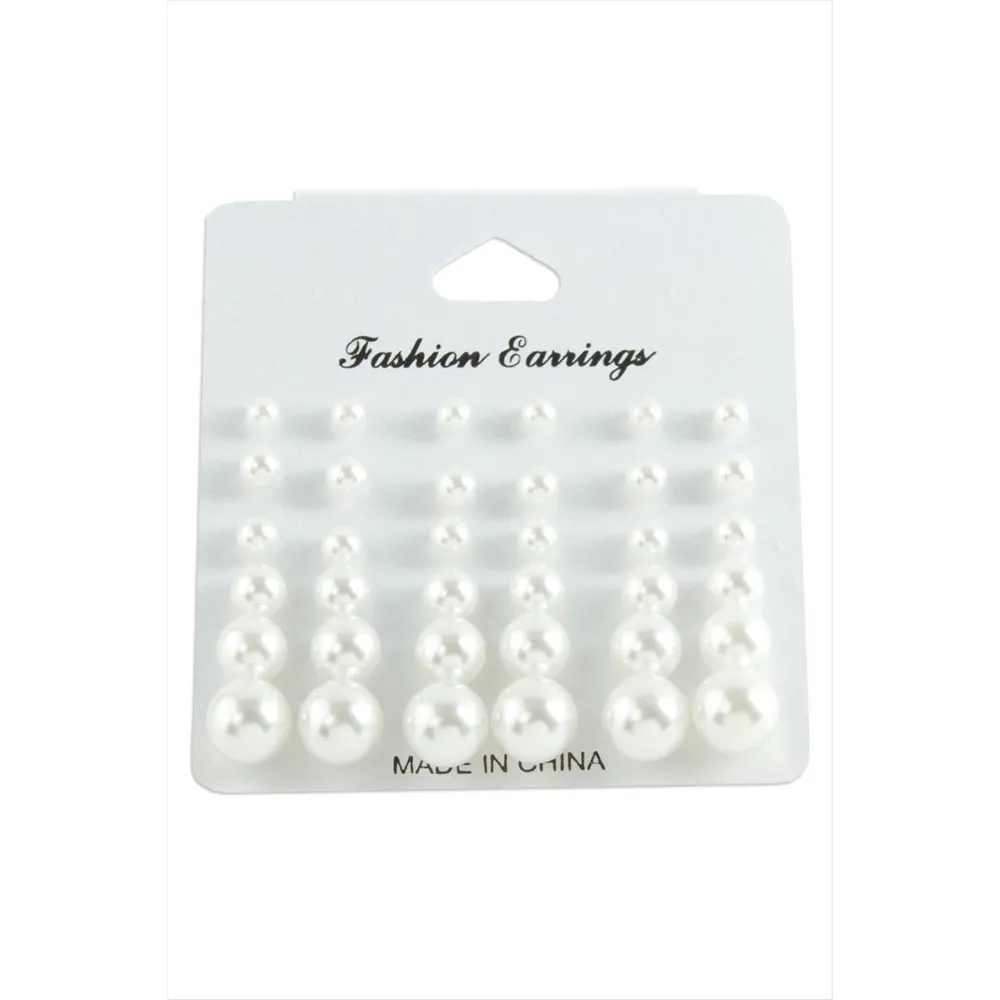 Kartlı İnci Küpe 30 Adet-Beyaz